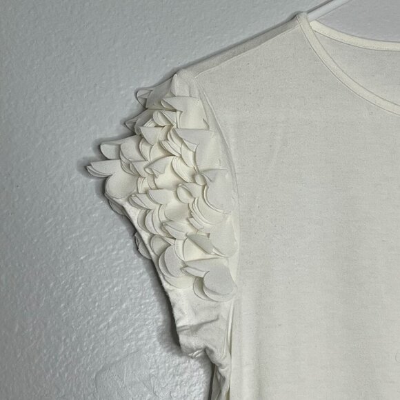 Ted Baker Anissa Aplique Flower Short Sleeve Detail Top Blouse Off White 3 US 8 - Picture 3 of 8